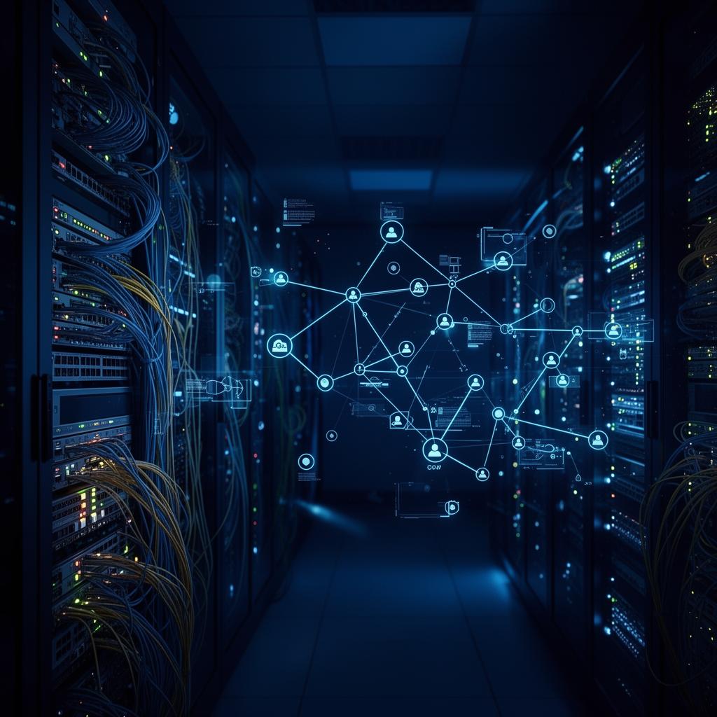 Modern network operations center with server infrastructure