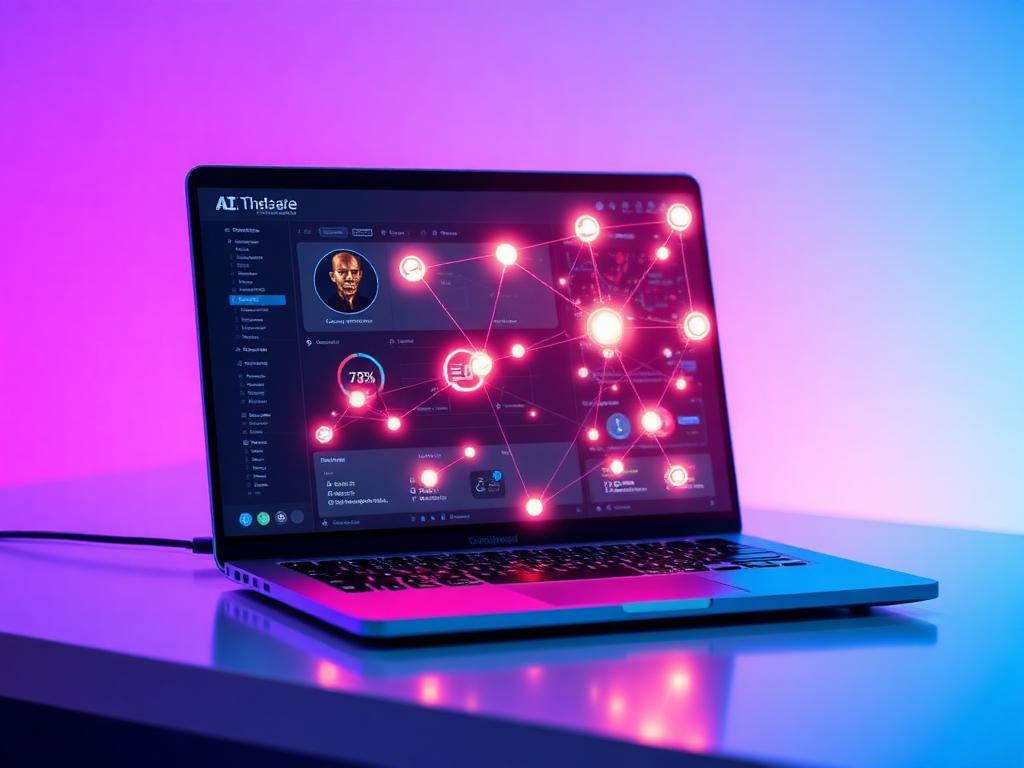 AI automation dashboard on laptop